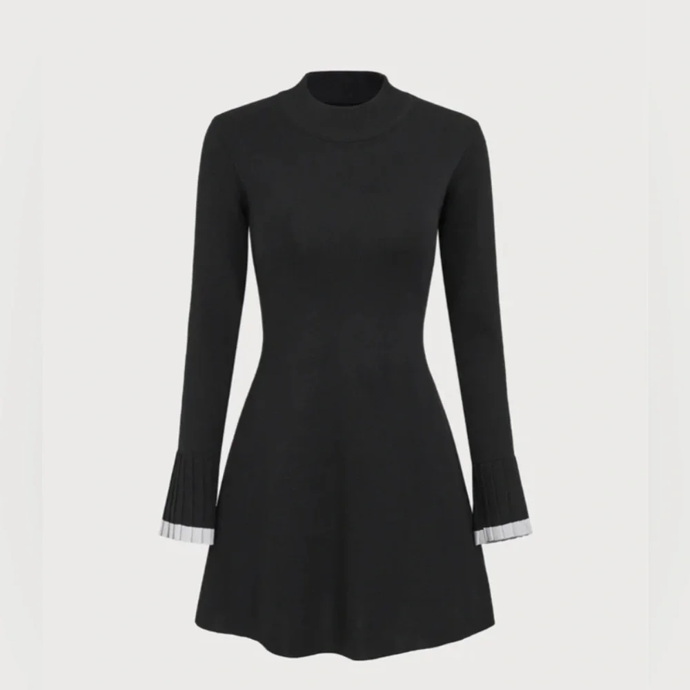 NWT RIHOAS Black Contrasting Long Sleeve Sweater Mini Dress - Picture 6 of 9
